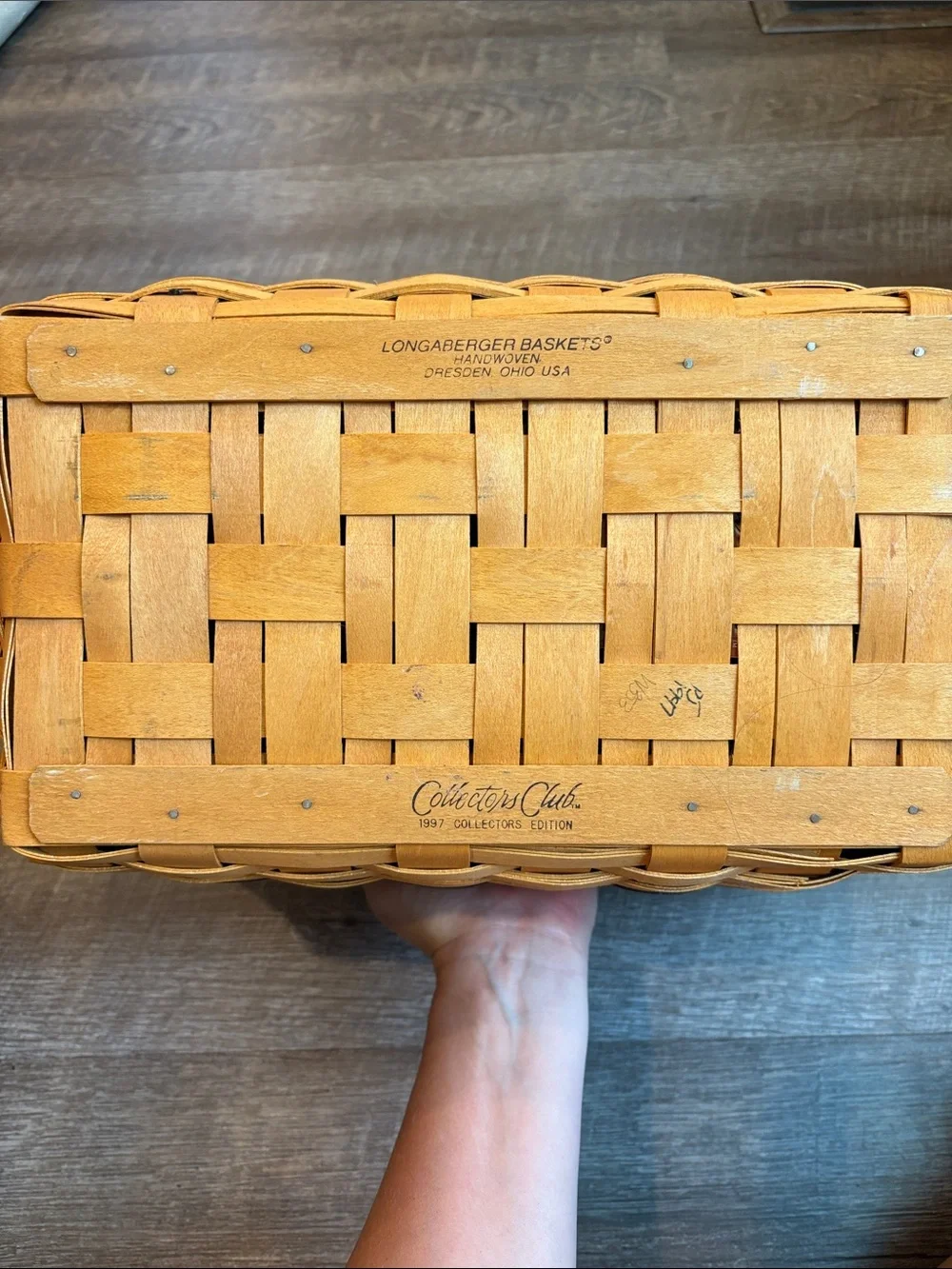 Longaberger 1997 Collectors Club Welcome Home Basket Braided Handles Liner